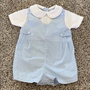*Petit Ami Baby Boy Romper Light Blue Checked*